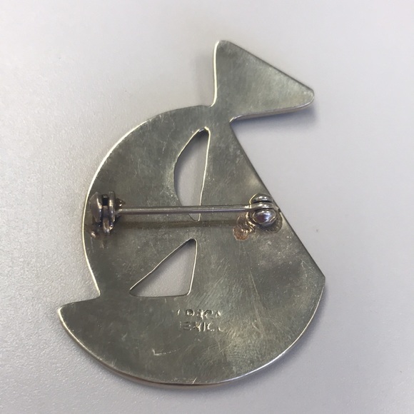 Sailboat Brooch in Abalone Mother of Pearl and 925 silver - Picture 2 of 3